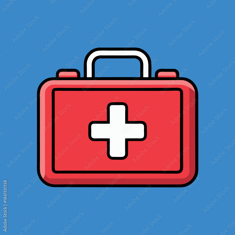 Obraz premium Red first aid kit white cross symbol medical 