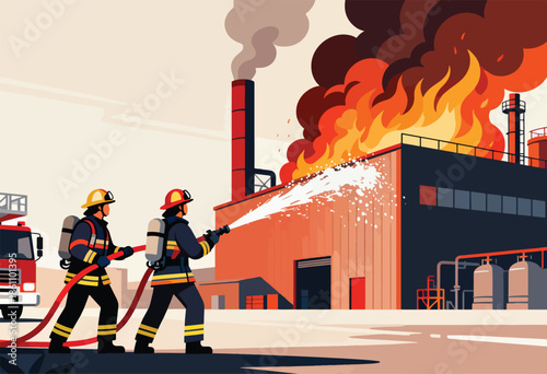 Firefighters battling blaze at industrial facility with water