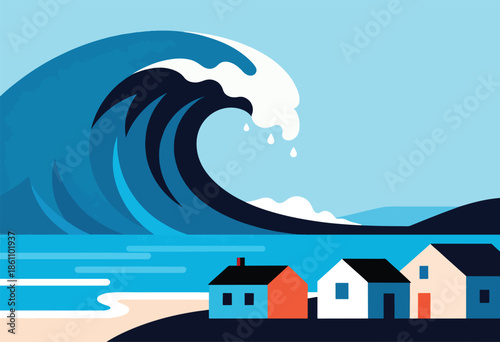 Huge wave engulfs coastal homes