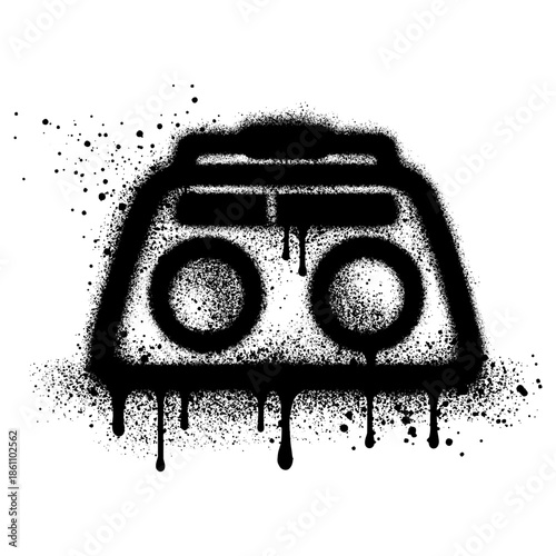 Radio in graffiti style with black spray paint