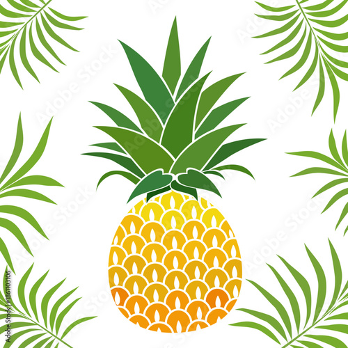 pineapple fruit illustration, summer fresh fruit theme	