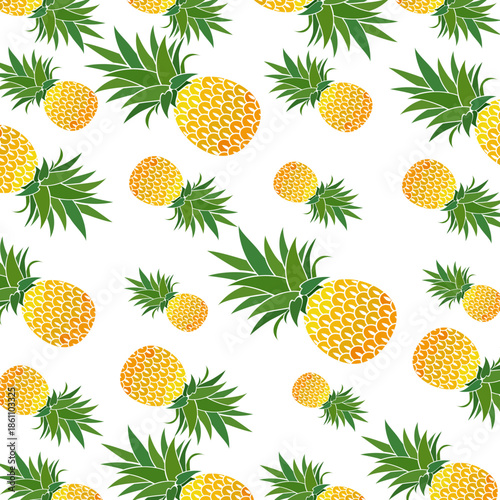 pineapple fruit illustration, summer fresh fruit theme	