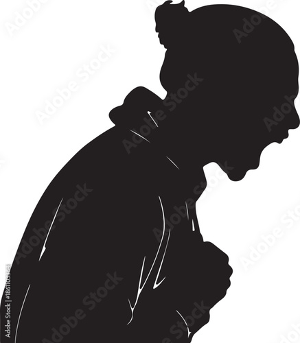 Profile Silhouette of Screaming Man in Hoodie Showing Rage and Emotional Stress