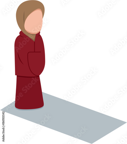 Hijab Woman Praying On Prayer Mat
