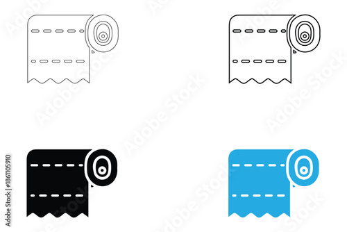 tissue holder icon vector set, tissue paper holder symbol vector, silhouette and line art