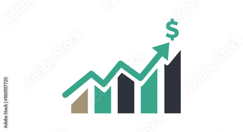 Financial growth represented by a rising graph with a dollar sign a striking silhouette