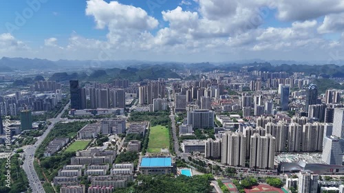 Wallpaper Mural Liuzhou Guangxi Aerial Panorama - Urban Cityscape with Karst Mountains Torontodigital.ca