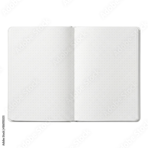 Vászonkép Open dotted grid notebook with blank white pages