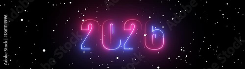  Abstract neon 2026 icon animation. and glowing neon number 2026 animation . Concept of new year beginning, happy celebration, festival, new life, growth of business, investment, finance, innovation.