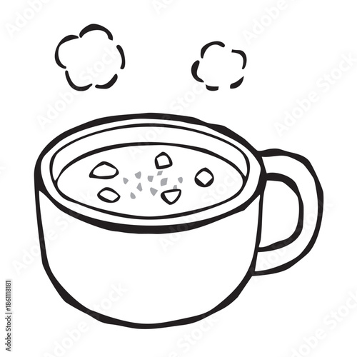 【線画】コーンクリームスープ_パセリ・クルトン入り