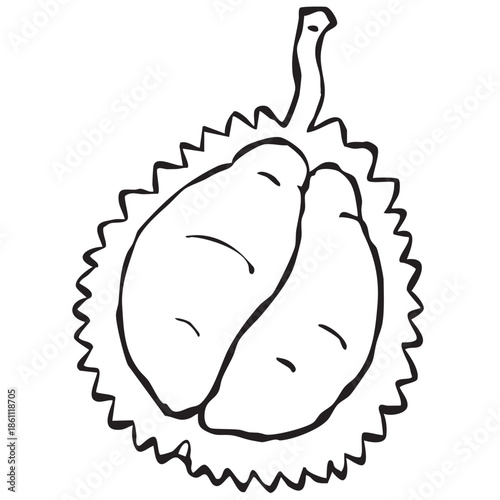 【線画】フルーツ_ドリアン