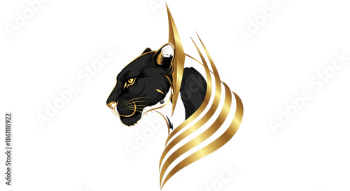 Powerful Black Panther with Gold Accents for Luxury Brand, Tech, or Gaming Logo Design