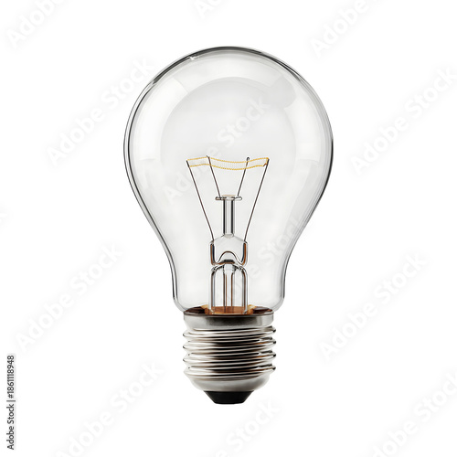 Clear unlit incandescent light bulb, Symbol of idea, innovation, and solution