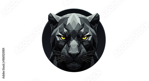 Geometric Black Panther Head Logo. Powerful Modern Digital Art for Branding, Security, Finance, Technology, Gaming