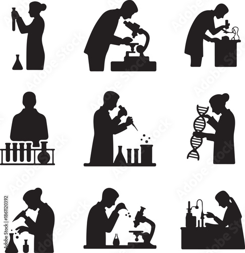 scientists working in laboratory with various equipment and tools