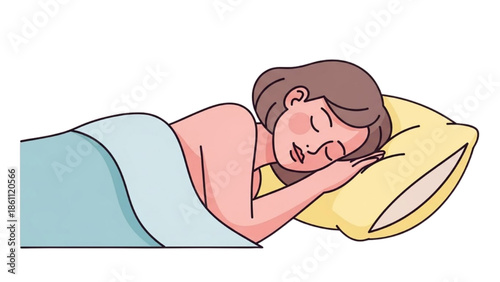 A woman peacefully sleeping on a pillow with a serene expression