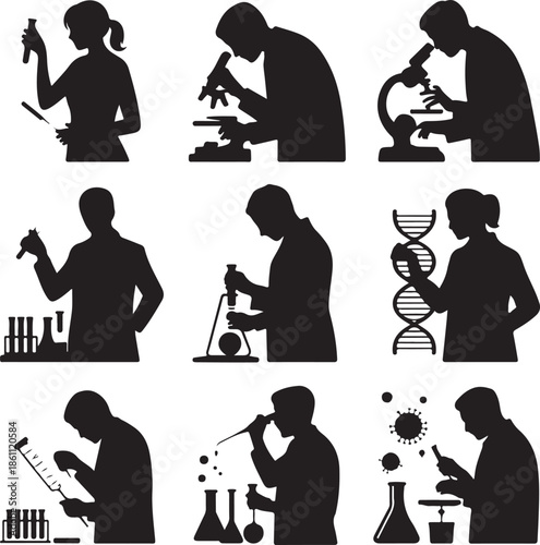 Scientists working in laboratory with various equipment and tools