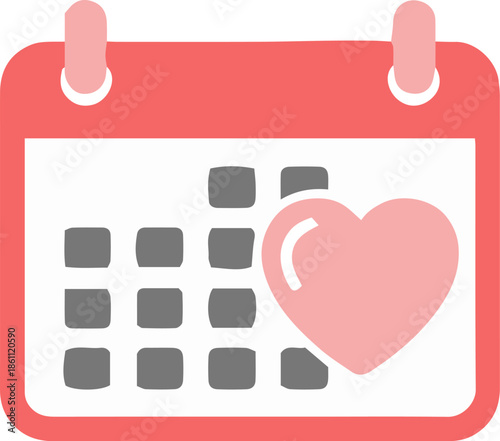 valentine calendar with heart icon for romantic event and date planning