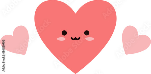 cute blushing heart mascot illustration for valentine and romantic design