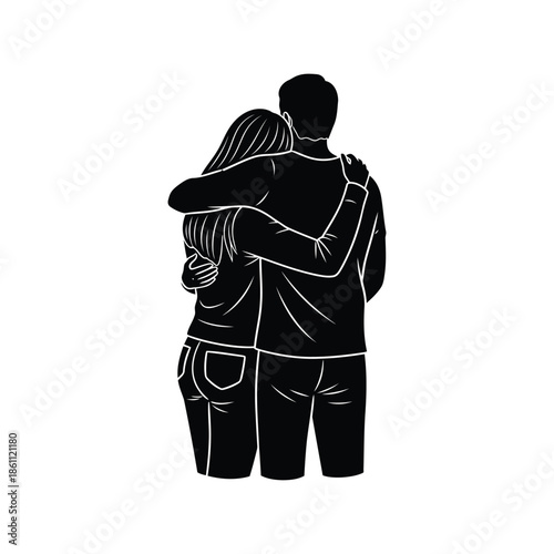 Emotional Embrace of Couple: Love and Connection Illustration