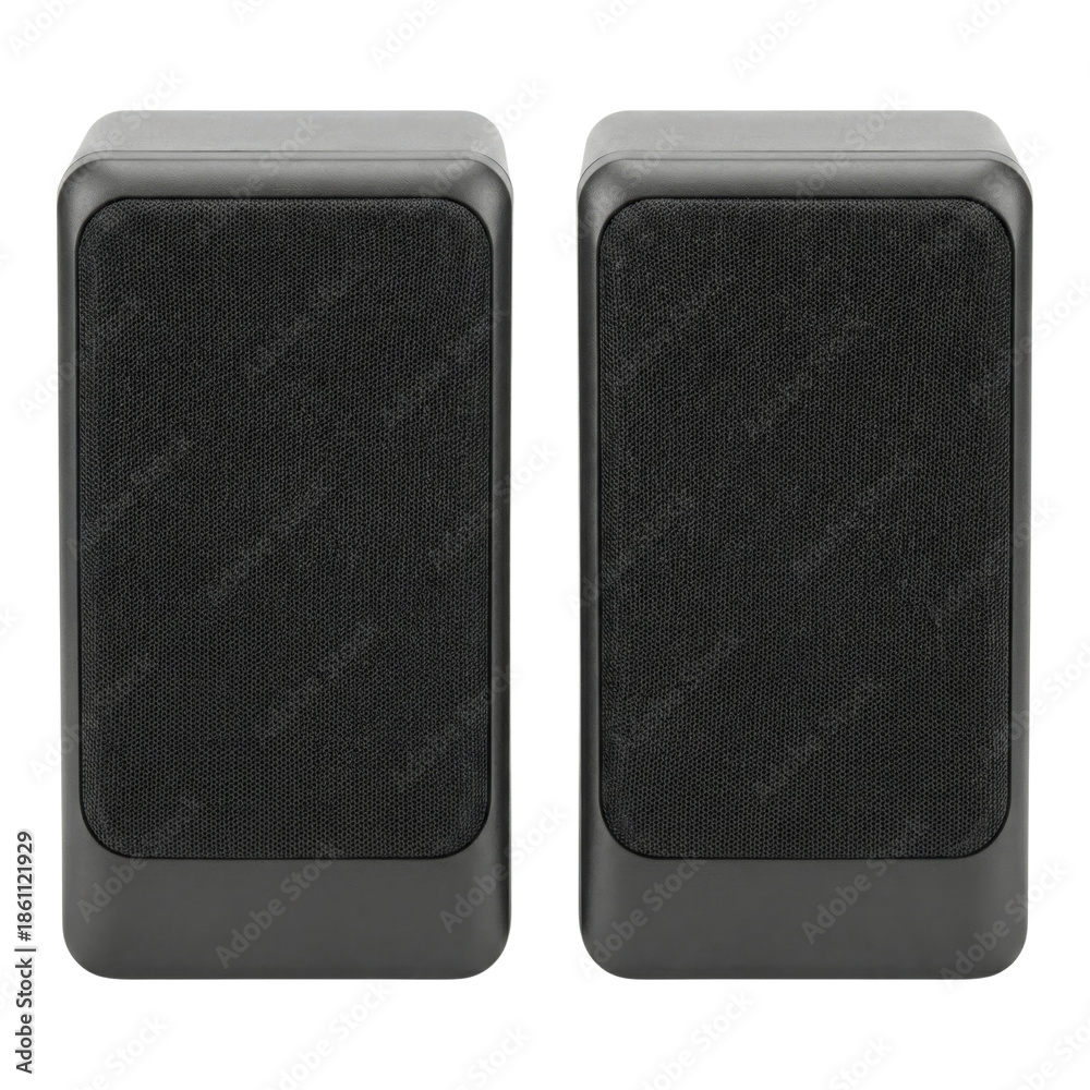 Obraz premium Pair of black rectangular desktop computer speakers