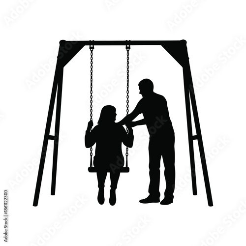 Silhouette of Joyful Swinging Moments in the Playground