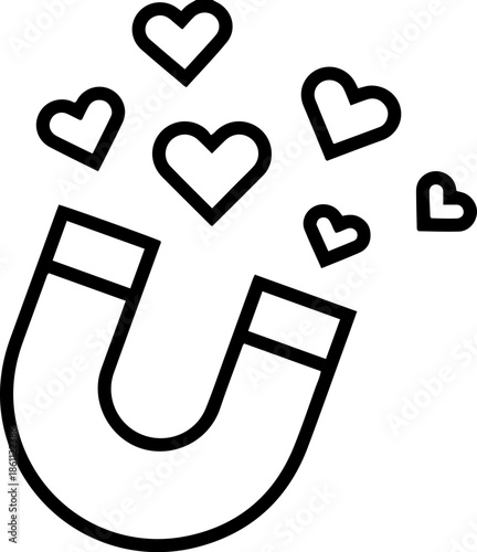 magnet attracting hearts icon for love and customer loyalty concept