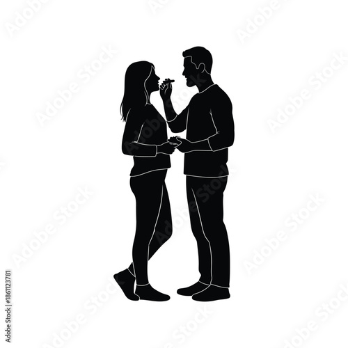 Romantic Couple Silhouette Sharing Intimate Moments Together