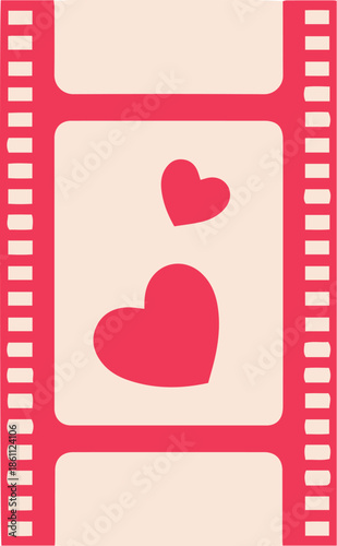 heart film strip icon for romantic cinema and love story