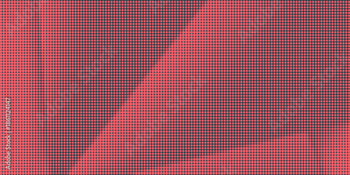 Circular Halftone Pattern Concentric Circles Frame Vector Red Black Colour Abstract Background. Mod Minimalist Art Half Tone Graphics Rippled Structure. Retro Futurism Technology Art Illustration