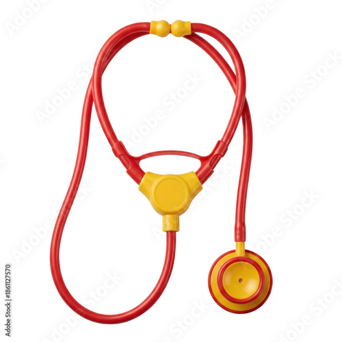 Fotografia Red and yellow toy stethoscope for children's role play