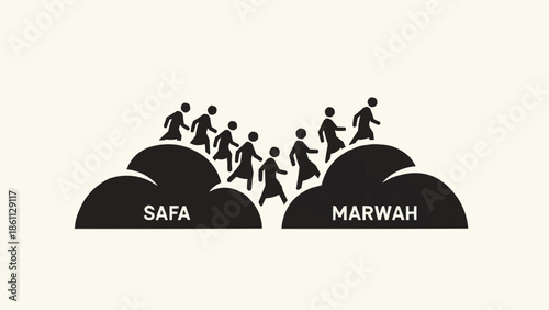 Pilgrims performing Sai between Safa and Marwah hills.