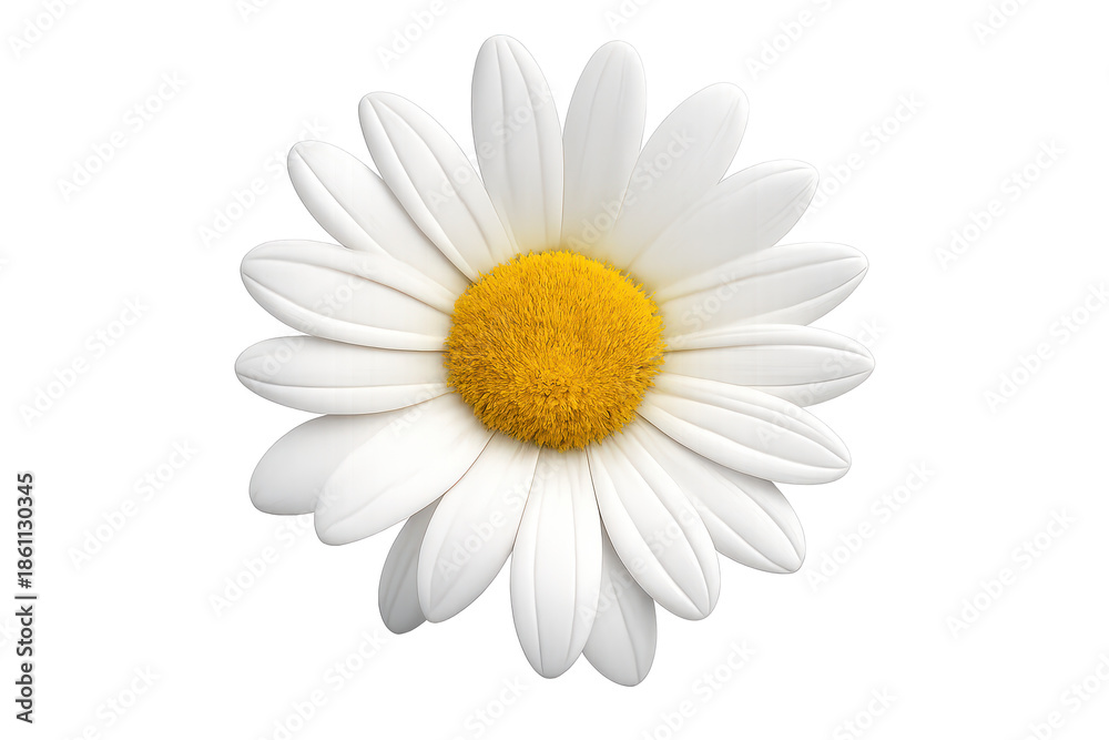 Fototapeta premium A Detailed White Daisy Flower on transparent background, Overhead View