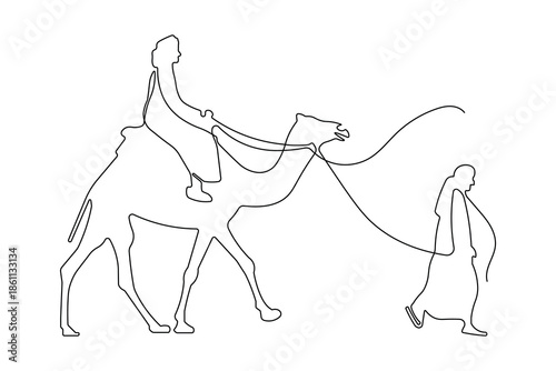 Dromedary icon simple outline single line art illustration isolated nature
