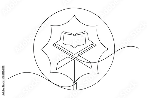 Holy quran book single line art minimal style religion illustration isolated