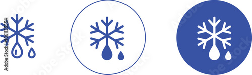 Blue snowflake with melting drops cold