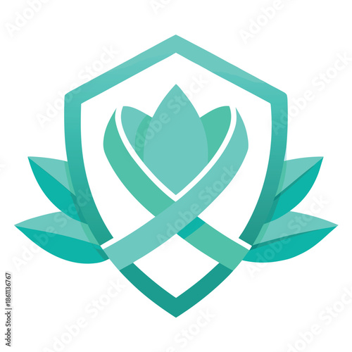 Minimalist Vector Design Featuring a Teal Awareness Ribbon, Concept for Health Advocacy and Support Campaigns