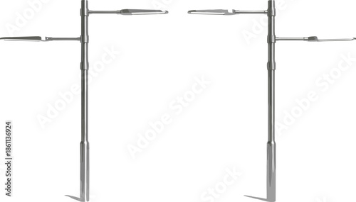 Laboratory retort stands, metal clamps, science equipment, chemistry tools, experiment setup, lab support system, vertical rods, educational science image