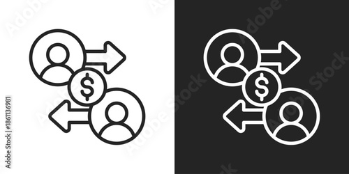 trade exchange Icon In Black And White Line Style