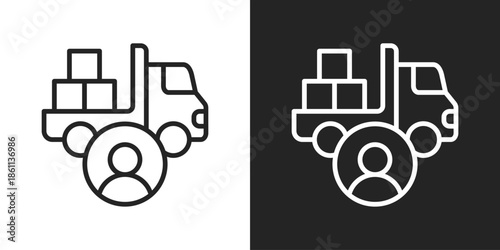 delivery service Icon In Black And White Line Style