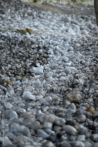 The Crying Rock at the Normandy Coast, Fècamp, France. Cliff line, beach and details of the normandy coast at Fècamp. The English Channel from the french side.