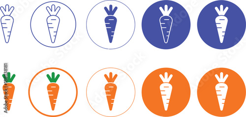 Blue and orange carrot in circles and outlines vegetable