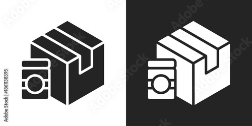 package delivery Icon In Black And White Glyph Style