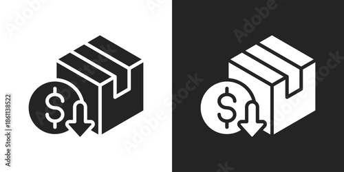cash on delivery Icon In Black And White Glyph Style
