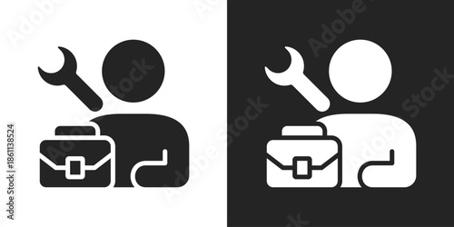 customer service Icon In Black And White Glyph Style