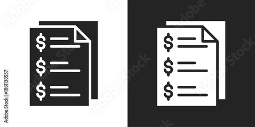 invoice Icon In Black And White Glyph Style