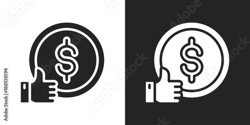profit approval Icon In Black And White Glyph Style