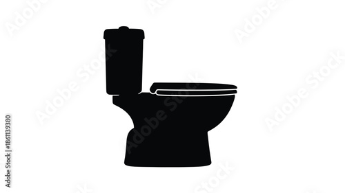 A stark black toilet design in a simple bold silhouette
