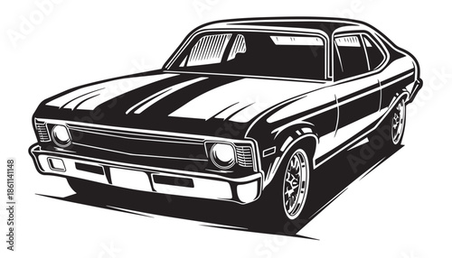 Black Silhouette Car Vector Illustration Minimalist Automotive Art Design