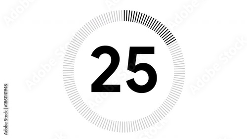 30 second countdown with circle animation, 30 to 0 animation countdown. 4K video